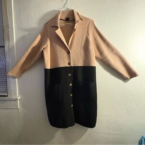 Torrid Black and Tan Two Tone Sweater Coat Size 2